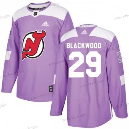 Adidas New Jersey Devils #29 Mackenzie Mustawood Violetti Aito Taistelee syöpää vastaan Harjoitus Paita – Miesten