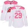 Adidas New Jersey Devils #29 Ryane Clowe Valkoinen Pinkki Aito Ommeltu NHL Paita – Naisten