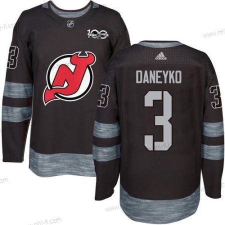 Adidas New Jersey Devils #3 Ken Daneyko Musta 1917-2017 100th Vuosipäivä Ommeltu NHL Paita – Miesten