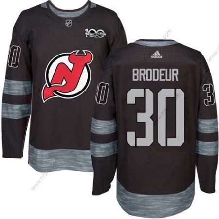 Adidas New Jersey Devils #30 Martin Brodeur Musta 1917-2017 100th Vuosipäivä Ommeltu NHL Paita – Miesten