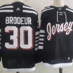 Adidas New Jersey Devils #30 Martin Brodeur Musta 2021-22 Vaihtopaita Primegreen Aito Pro Pelaaja Vieras Paita – Miesten