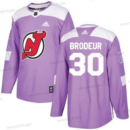 Adidas New Jersey Devils #30 Martin Brodeur Violetti Aito Taistelee syöpää vastaan Ommeltu NHL Paita – Miesten