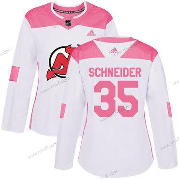 Adidas New Jersey Devils #35 Cory Schneider Valkoinen Pinkki Aito Ommeltu NHL Paita – Naisten