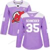 Adidas New Jersey Devils #35 Cory Schneider Violetti Aito Taistelee syöpää vastaan Ommeltu NHL Paita – Naisten