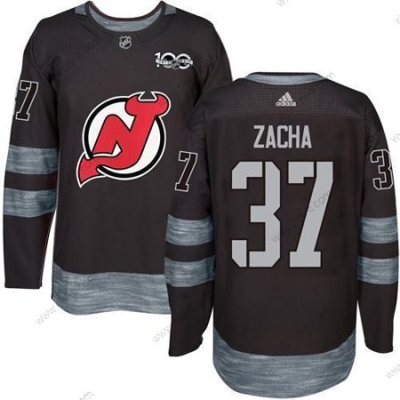 Adidas New Jersey Devils #37 Pavel Zacha Musta 1917-2017 100th Vuosipäivä Ommeltu NHL Paita Versio 2 – Miesten