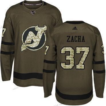 Adidas New Jersey Devils #37 Pavel Zacha Vihreä Salute to Service Ommeltu NHL Paita – Miesten