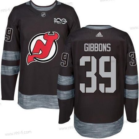 Adidas New Jersey Devils #39 Brian Gibbons Musta 1917-2017 100th Vuosipäivä Ommeltu NHL Paita – Miesten