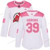 Adidas New Jersey Devils #39 Brian Gibbons Valkoinen Pinkki Aito Ommeltu NHL Paita – Naisten