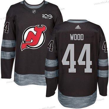 Adidas New Jersey Devils #44 Miles Wood Musta 1917-2017 100th Vuosipäivä Ommeltu NHL Paita – Miesten