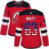 Adidas New Jersey Devils #63 Jesper Bratt Punainen Kotiottelu Aito USA Flag Ommeltu NHL Paita – Naisten