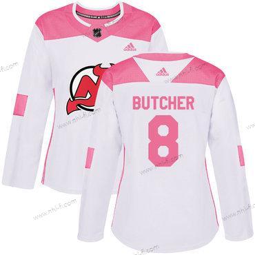 Adidas New Jersey Devils #8 Will Butcher Valkoinen Pinkki Aito Ommeltu NHL Paita – Naisten