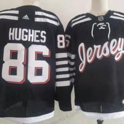 Adidas New Jersey Devils #86 Jack Hughes Musta 2021-22 Vaihtopaita Primegreen Aito Pro Pelaaja Vieras Paita – Miesten