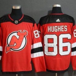 Adidas New Jersey Devils 86 Jack Hughes Punainen Paita – Miesten