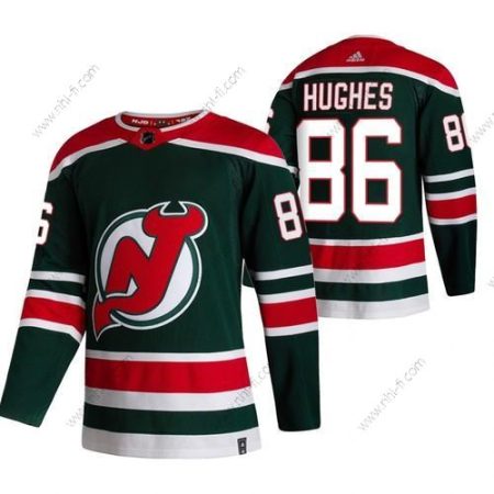 Adidas New Jersey Devils #86 Jack Hughes Vihreä 2020-21 Käänteinen Retro Vaihtopaita NHL Paita – Miesten