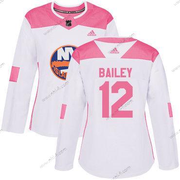 Adidas New York Islanders #12 Josh Bailey Valkoinen Pinkki Aito Ommeltu NHL Paita – Naisten