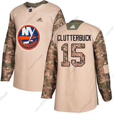 Adidas New York Islanders #15 Cal Clutterbuck Maastokuvio Aito 2017 Veterans Day Ommeltu NHL Paita – Miesten