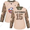 Adidas New York Islanders #15 Cal Clutterbuck Maastokuvio Aito 2017 Veterans Day Ommeltu NHL Paita – Naisten