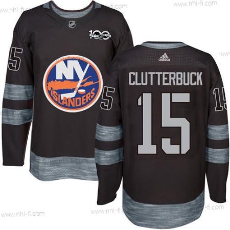 Adidas New York Islanders #15 Cal Clutterbuck Musta 1917-2017 100th Vuosipäivä Ommeltu NHL Paita – Miesten