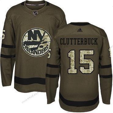 Adidas New York Islanders #15 Cal Clutterbuck Vihreä Salute to Service Ommeltu NHL Paita – Miesten