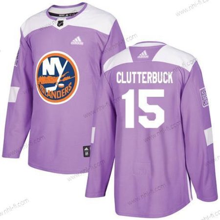 Adidas New York Islanders #15 Cal Clutterbuck Violetti Aito Taistelee syöpää vastaan Ommeltu NHL Paita – Miesten