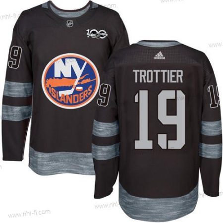 Adidas New York Islanders #19 Bryan Trottier Musta 1917-2017 100th Vuosipäivä Ommeltu NHL Paita – Miesten