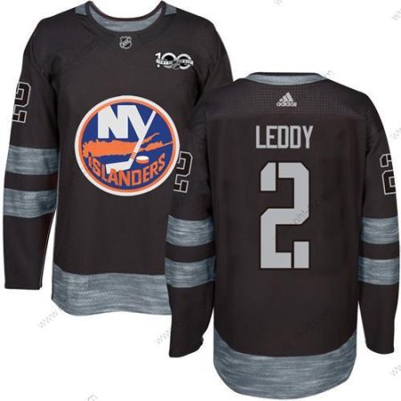 Adidas New York Islanders #2 Nick Leddy Musta 1917-2017 100th Vuosipäivä Ommeltu NHL Paita – Miesten