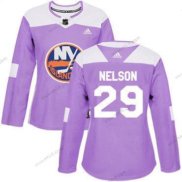 Adidas New York Islanders #29 Brock Nelson Violetti Aito Taistelee syöpää vastaan Ommeltu NHL Paita – Naisten