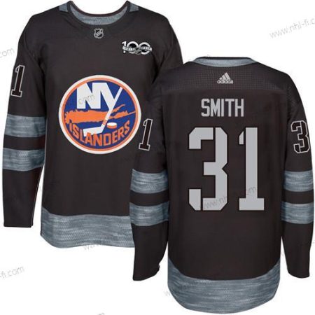 Adidas New York Islanders #31 Billy Smith Musta 1917-2017 100th Vuosipäivä Ommeltu NHL Paita – Miesten