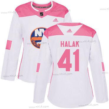 Adidas New York Islanders #41 Jaroslav Halak Valkoinen Pinkki Aito Ommeltu NHL Paita – Naisten