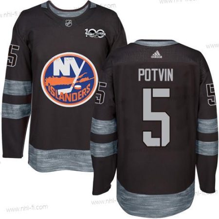 Adidas New York Islanders #5 Denis Potvin Musta 1917-2017 100th Vuosipäivä Ommeltu NHL Paita – Miesten