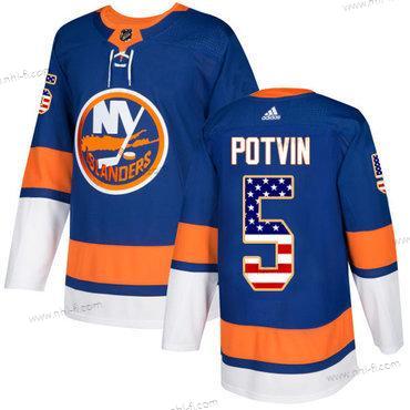 Adidas New York Islanders #5 Denis Potvin Royal Sininen Kotiottelu Aito USA Flag Ommeltu NHL Paita – Miesten