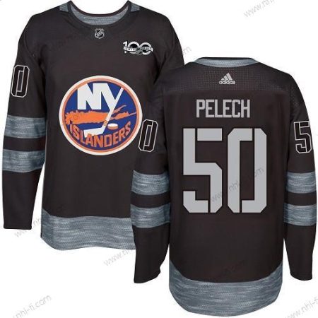 Adidas New York Islanders #50 Adam Pelech Musta 1917-2017 100th Vuosipäivä Ommeltu NHL Paita – Miesten