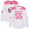 Adidas New York Islanders #55 Johnny Boychuk Valkoinen Pinkki Aito Ommeltu NHL Paita – Naisten