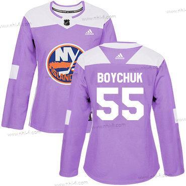 Adidas New York Islanders #55 Johnny Boychuk Violetti Aito Taistelee syöpää vastaan Ommeltu NHL Paita – Naisten