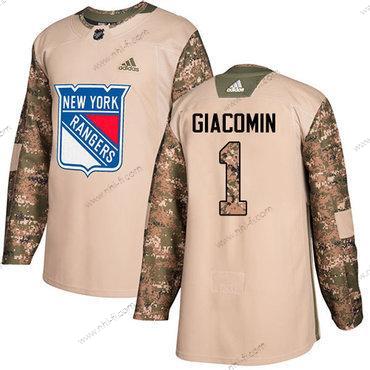 Adidas New York Rangers #1 Eddie Giacomin Maastokuvio Aito 2017 Veterans Day Ommeltu NHL Paita – Miesten