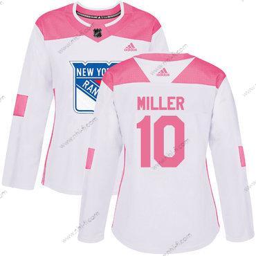 Adidas New York Rangers #10 J.T. Miller Valkoinen Pinkki Aito Ommeltu NHL Paita – Naisten