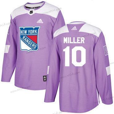 Adidas New York Rangers #10 J.T. Miller Violetti Aito Taistelee syöpää vastaan Ommeltu NHL Paita – Miesten