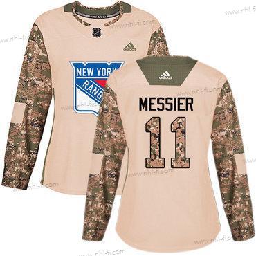 Adidas New York Rangers #11 Mark Messier Maastokuvio Aito 2017 Veterans Day Ommeltu NHL Paita – Naisten