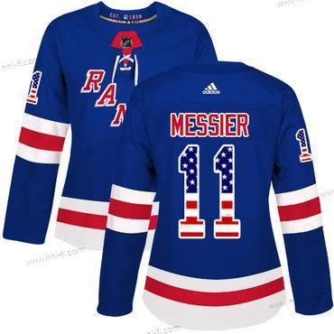 Adidas New York Rangers #11 Mark Messier Royal Sininen Kotiottelu Aito USA Flag Ommeltu NHL Paita – Naisten