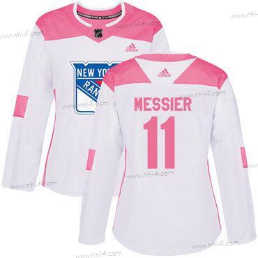 Adidas New York Rangers #11 Mark Messier Valkoinen Pinkki Aito Ommeltu NHL Paita – Naisten