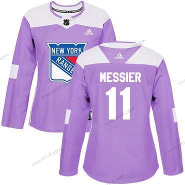 Adidas New York Rangers #11 Mark Messier Violetti Aito Taistelee syöpää vastaan Ommeltu NHL Paita – Naisten