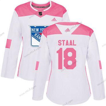 Adidas New York Rangers #18 Marc Staal Valkoinen Pinkki Aito Ommeltu NHL Paita – Naisten