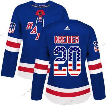 Adidas New York Rangers #20 Chris Kreider Royal Sininen Kotiottelu Aito USA Flag Ommeltu NHL Paita – Naisten