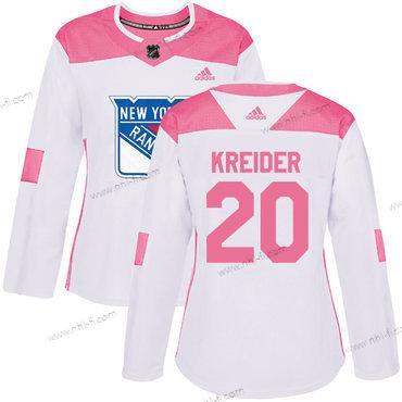 Adidas New York Rangers #20 Chris Kreider Valkoinen Pinkki Aito Ommeltu NHL Paita – Naisten