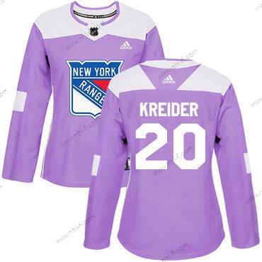 Adidas New York Rangers #20 Chris Kreider Violetti Aito Taistelee syöpää vastaan Ommeltu NHL Paita – Naisten