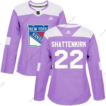 Adidas New York Rangers #22 Kevin Shattenkirk Violetti Aito Taistelee syöpää vastaan Ommeltu NHL Paita – Naisten