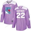 Adidas New York Rangers #22 Mike Gartner Violetti Aito Taistelee syöpää vastaan Ommeltu NHL Paita – Miesten