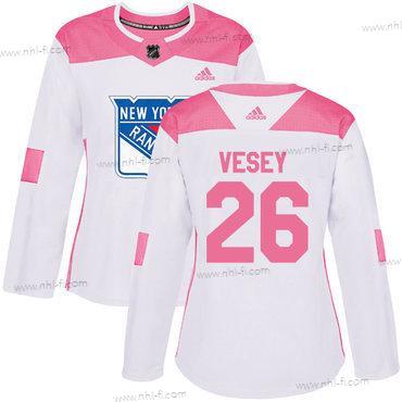 Adidas New York Rangers #26 Jimmy Vesey Valkoinen Pinkki Aito Ommeltu NHL Paita – Naisten