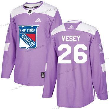 Adidas New York Rangers #26 Jimmy Vesey Violetti Aito Taistelee syöpää vastaan Ommeltu NHL Paita – Miesten