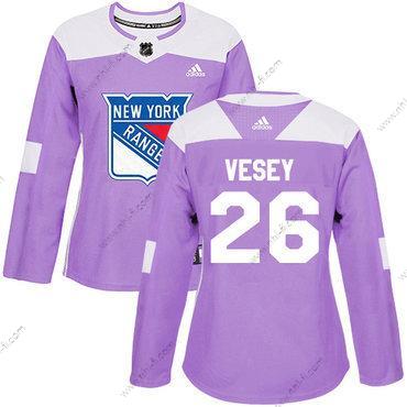 Adidas New York Rangers #26 Jimmy Vesey Violetti Aito Taistelee syöpää vastaan Ommeltu NHL Paita – Naisten